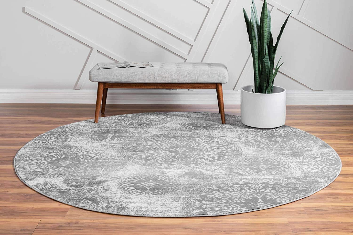 Skørter | Unique Loom Sofia Collection Area Traditional Vintage Rug, French Inspired Perfect for All Home Décor, 3' 3 x 5' 3 Rectangular, Gray/Ivory