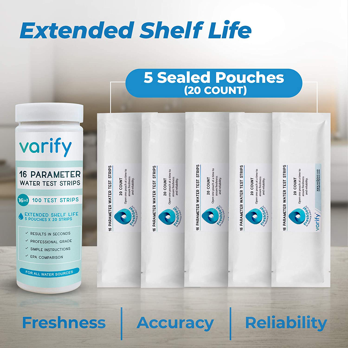 Skorter | 17 in 1 Premium Drinking Water Test Kit - 100 Strips + 2 Bacteria Tests - Home Water Quality Test - Brown Water and Tap Water - Easy Testing for Lead, Bacteria, Hardness, Fluoride, pH, Iron, Copper and more!