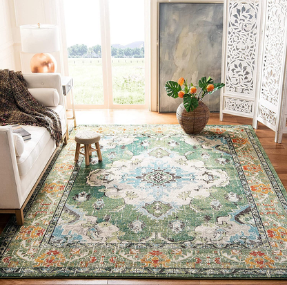 Skørter | Safavieh Monaco collection MNC243G Boho Chic Medallion Distressed Non-Shedding Stain Resistant Living Room Bedroom Accent Rug, 2'2" x 4', Gray / Light Blue