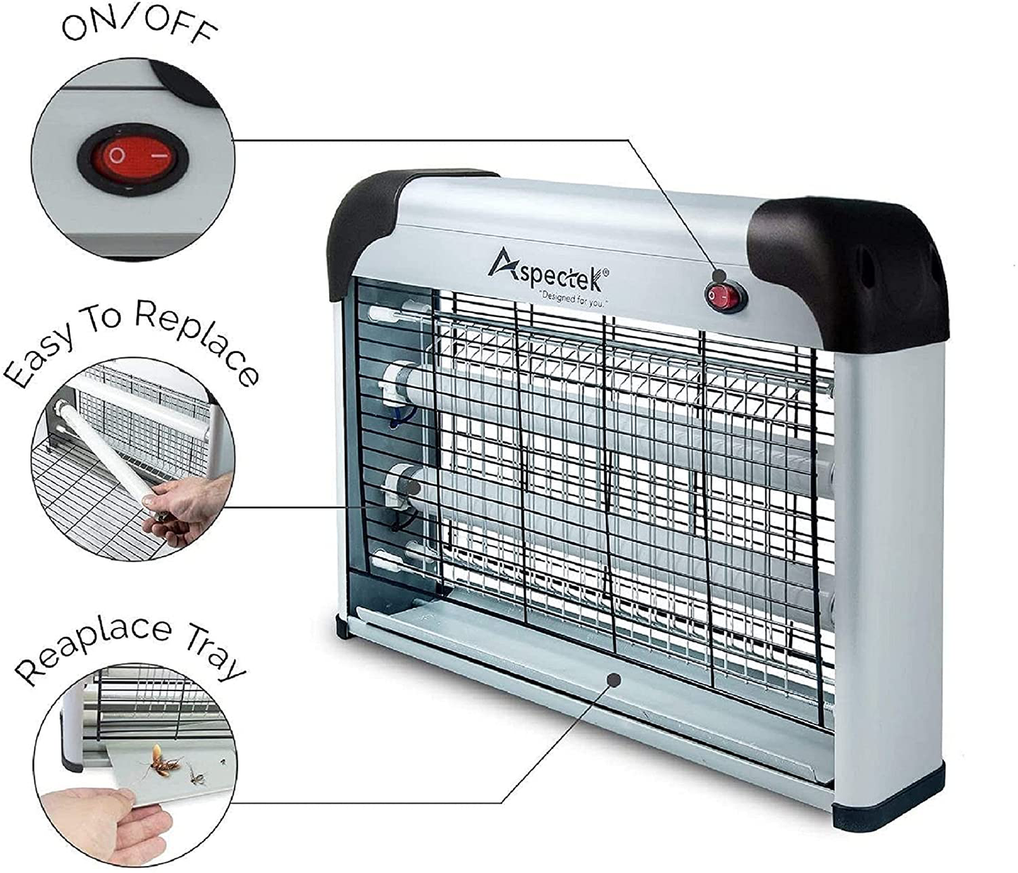 Skørter | ASPECTEK Powerful 20W Electronic Indoor Insect Killer, Insect Killers, Fly Killer, Mosquito Killer - Indoor use including free 2-pack of replacement bulbs