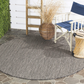 Skørter | Safavieh Courtyard Collection CY8022 Indoor/ Outdoor Non-Shedding Easy Clean Patio Backyard Veranda Deck Mudroom Area Rug, 5'3" x 5'3" Round, Black / Beige