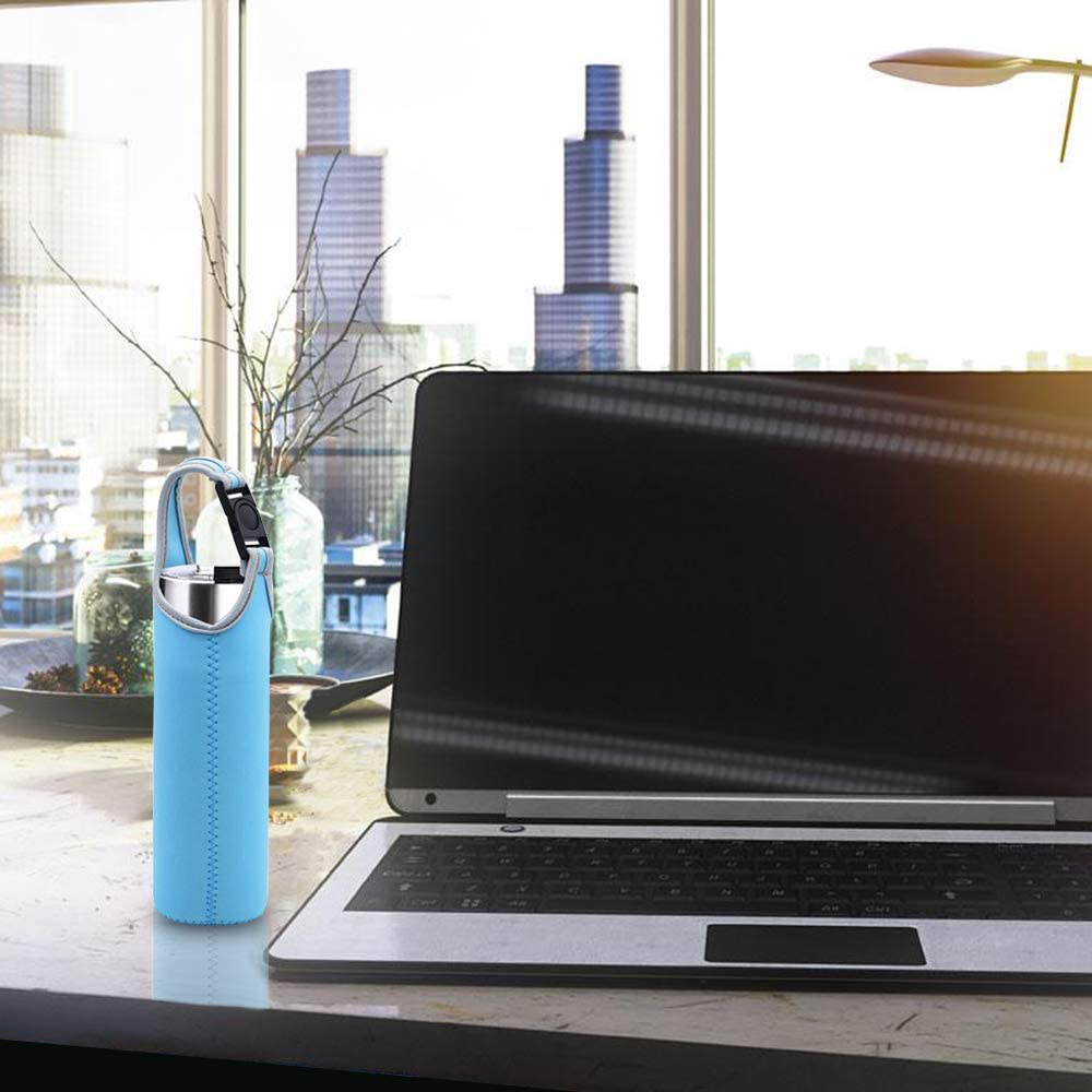 Skorter | DanziX 4 Pack Water Bottle Carrier, Neoprene Sleeve Water Bottle Cup Carrier Bag with Carry Handle, Fits All 16oz-21oz Portable Sport Water Bottle - Black, Blue, Pink, Purple