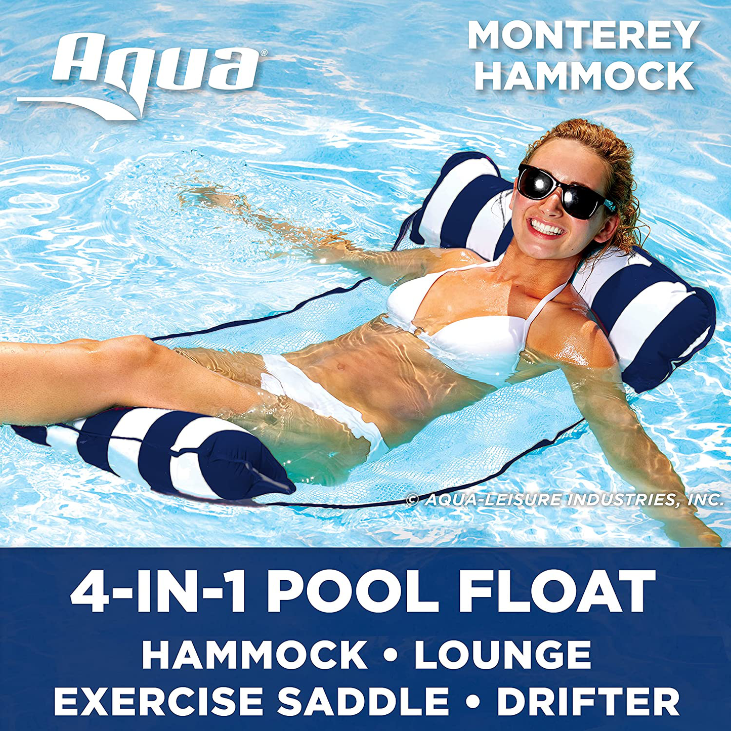Skorter | Aqua LEISURE Mosaic 3-in-1 Pool Lounge Chair with Length Adjustment, Multi-use Inflatable (Chair, Drift, Lounge) Pool Floater, Green Mosaic (AZL17010MG)
