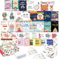 Skørter | 80 Pack Assorted Birthday Cards with 80 Blank Envelopes, 84 Stickers & 3 Washi Tape Rolls