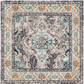 Skørter | Safavieh Monaco Collection MNC243G Boho Chic Medallion Distressed Non-Shedding Stain Resistant Living Room Bedroom Area Rug, 3' x 3' Square, Gray / Light Blue