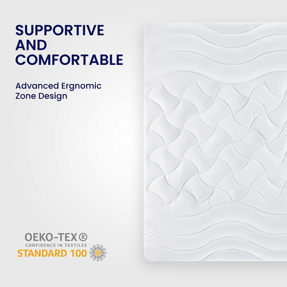 Skorter | Sleep Zone Premium Mattress Protector Cooling Overfilled Fluffy Soft Topper Zone Construction Up to 21 Inch Deep Pocket with Athletic Quality Elastic Edge, White, Queen