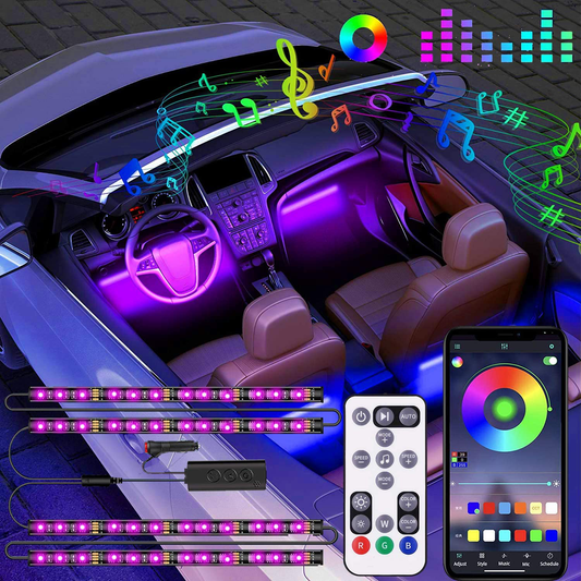 Skørter | RGB Interior car lamps, 2-in-1 Design 4pcs 48 LED App Control, Remote Control, Music Mode, DIY Mode, Scene Mode, DC 12V