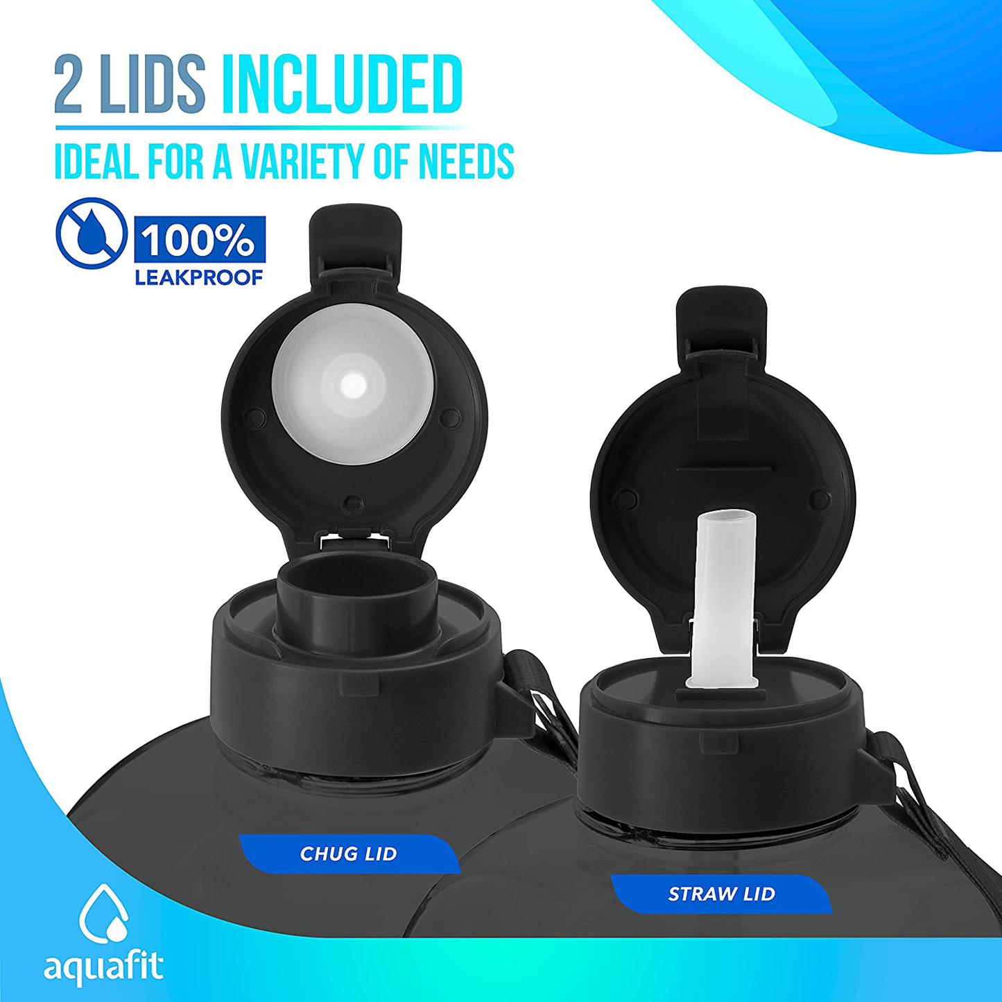 Skorter | AQUAFIT Half Gallon Water Bottle with Straw Half Gallon Water Jug Motivational Water Bottle 64 Ounce Water Bottle with Time Marker Large Water Bottle Large Water Bottle 1/2 Gallon Water Jug Large Water Jug Gray