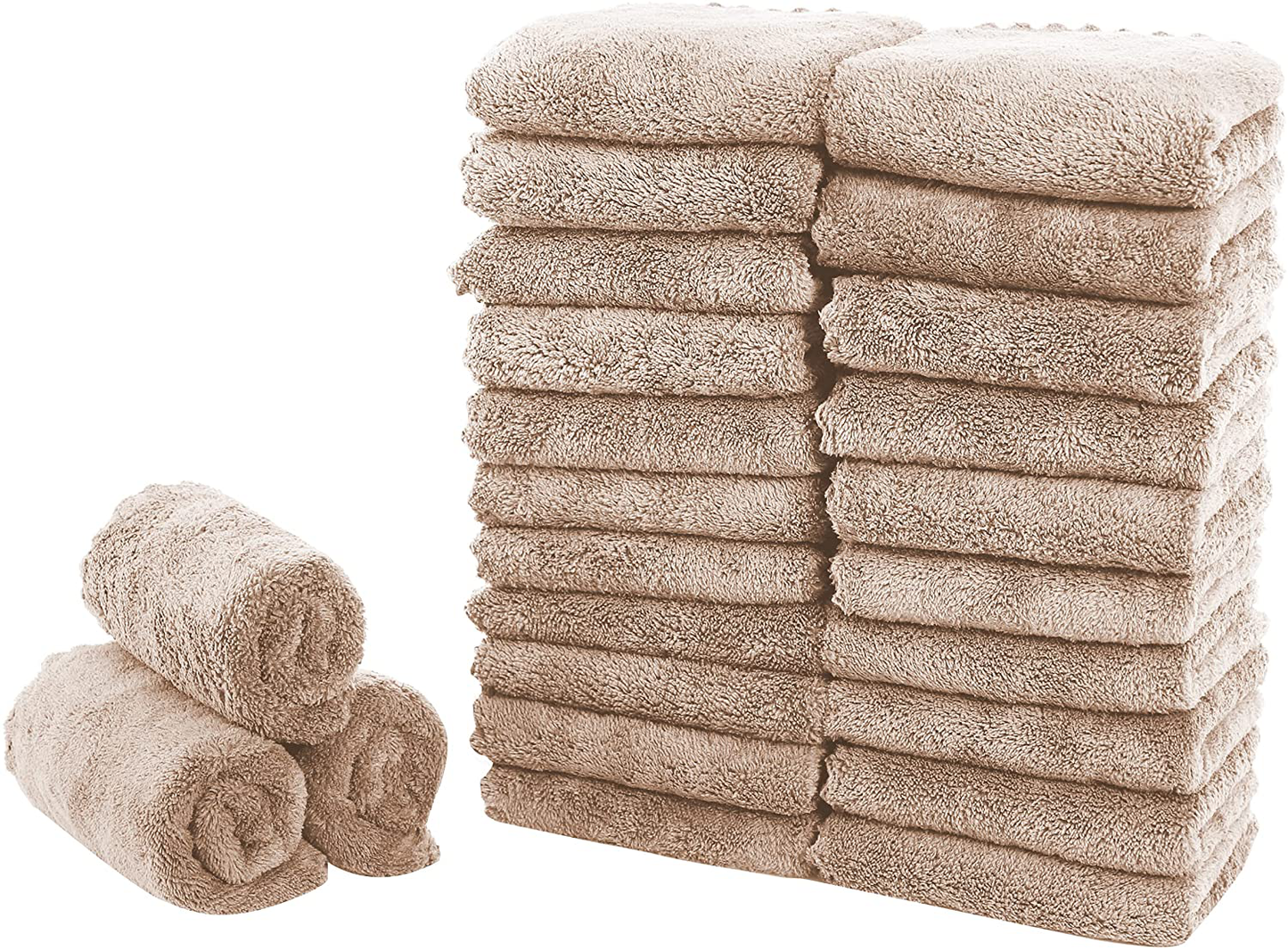 Skørter | Sunny zzzZZ 24 Pack Kitchen Towels (Brown, 10 x 20 Inches) - Does Not Shedding - No Odor Reusable Dish Towels, Premium Dishcloths, Super Absorbent Coral Fleece Cleaning Cloths