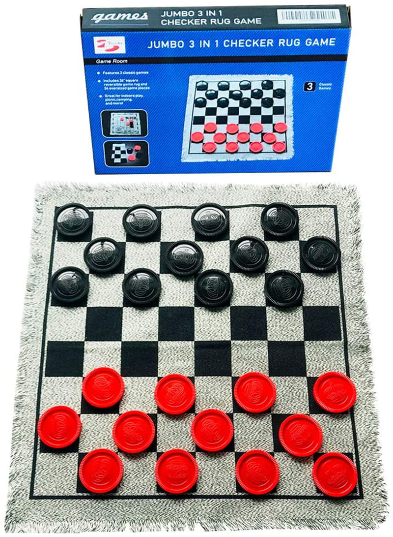 Skørter | Yuanhe 3 in 1 Gigantic Check Set Includes Tic Tac Toe Game with Reversible Mat, Classic Indoor Outdoor Garden Game for Family
