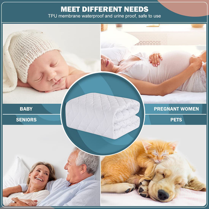 Skorter | Unilibra 100% waterproof quilted mattress protector Cal King size, 6''-25'' deep pocket mattress protector cover, breathable, hollow cotton alternative filled mattress topper