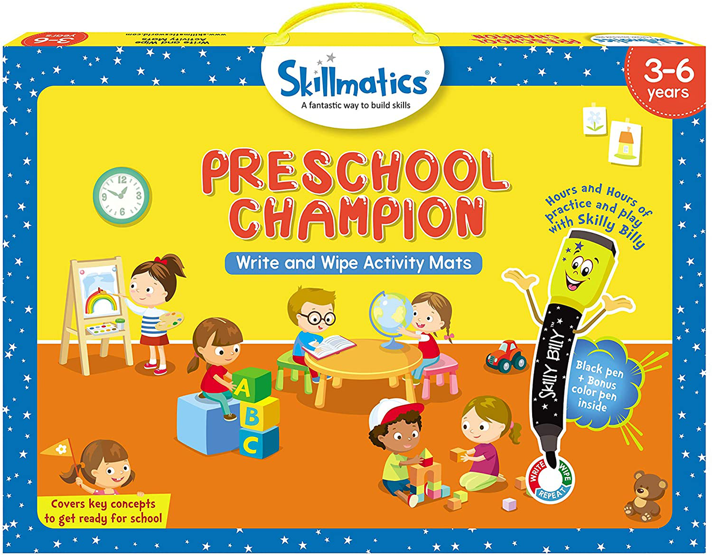 Skørter | Skillmatics educational game: preschool master (3-6 years) | Wipeable and reusable activity mats with 2 wipeable markers | Learning tool for boys and girls 3, 4, 5, 6 years