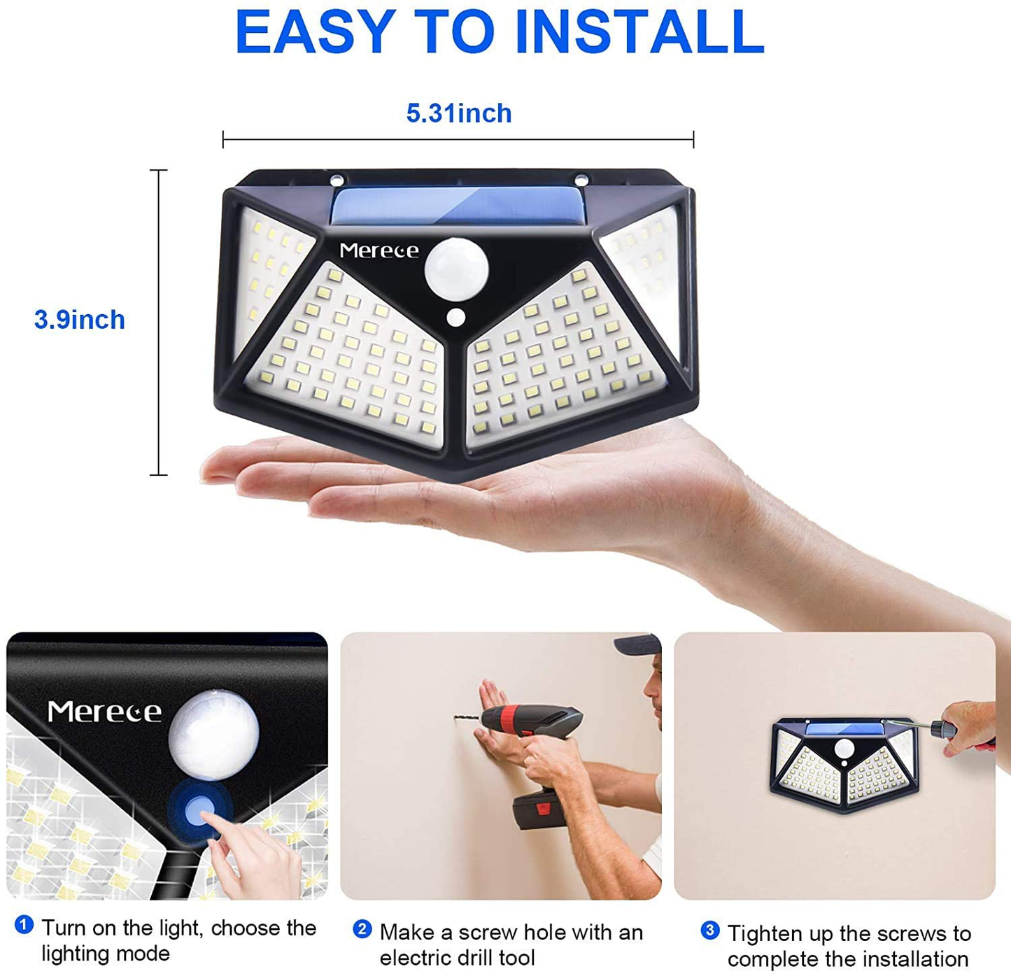 Skørter | 6 Pack Solar Outdoor Lights, 100LED/3 Modes 270° Lighting Angle Motion Sensor Security Lights, Wireless IP65 Waterproof