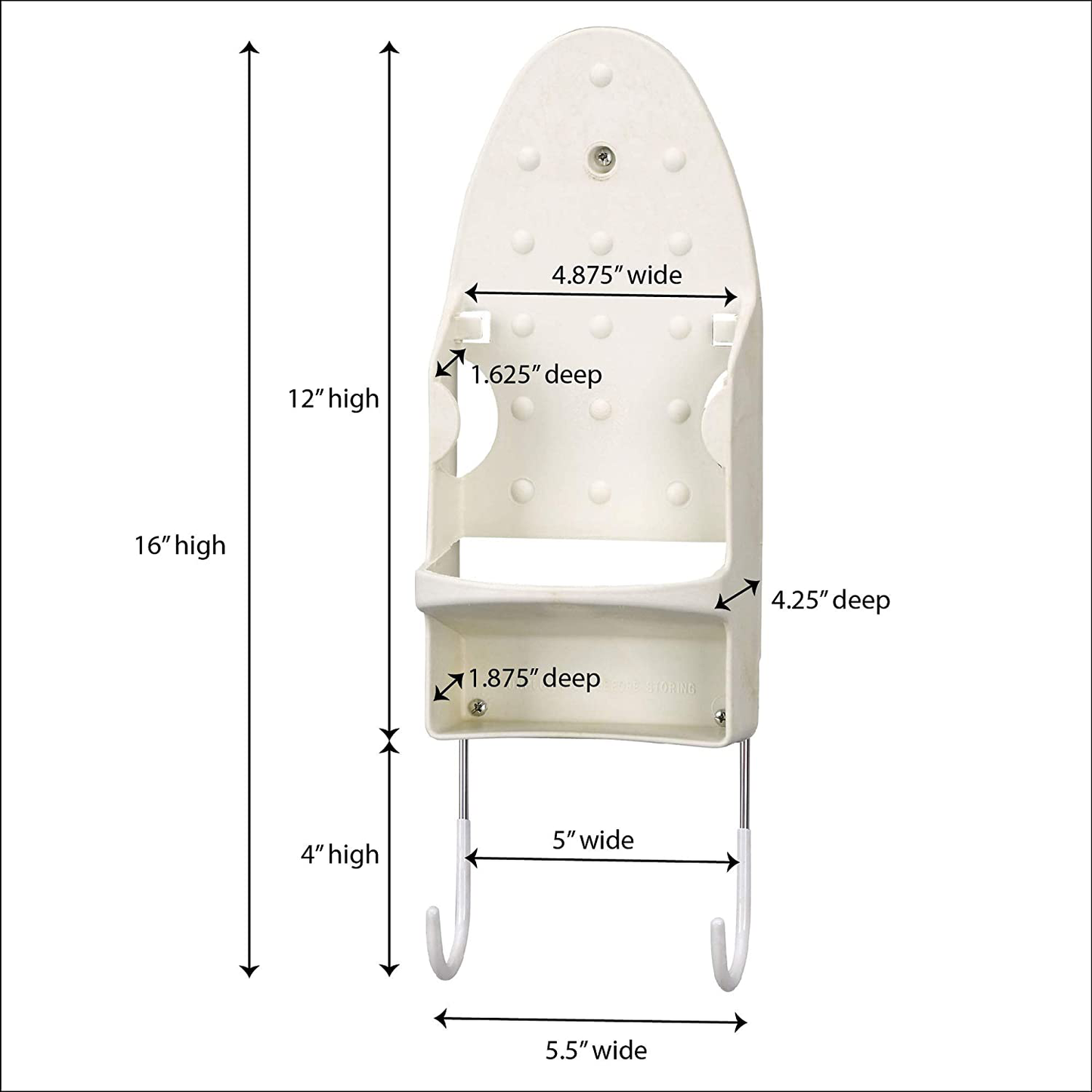 Skørter | Household Items 166-1 Iron wall mount with attached ironing board hooks, White