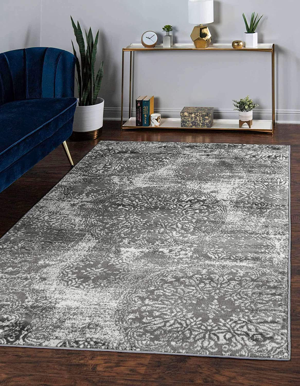 Skørter | Unique Loom Sofia Collection Area Traditional Vintage Rug, French Inspired Perfect for All Home Décor, 3' 3 x 5' 3 Rectangular, Gray/Ivory