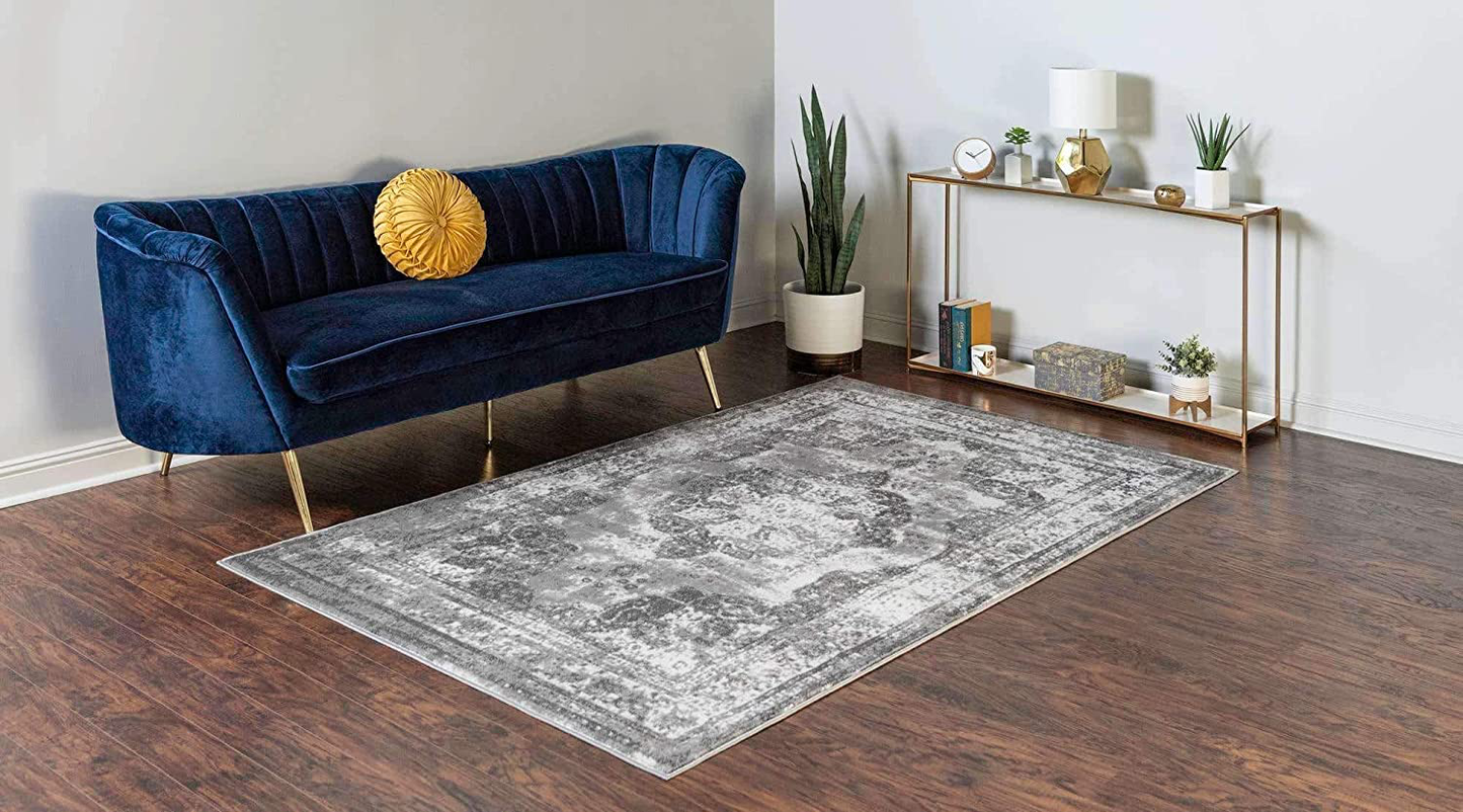 Skørter | Unique Loom Sofia Collection Area Traditional Vintage Rug, French Inspired Perfect for All Home Decor, 2' 0 x 9' 10 Runner, Black/Gray