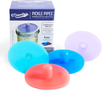 Skørter | Masontops Pickle Pipes - Waterless Airlock Fermentation Lids - Regular Mouth Mason Jar Fermenter Caps - Premium Silicone
