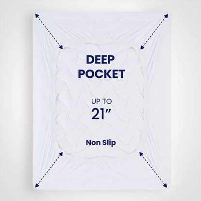 Skorter | SLEEP ZONE Premium Mattress Protector Cooling Overfilled Luxurious Topper Zone Design Up to 21 Inch Deep Pocket with Athletic Quality Elastic Skirt, White, Twin