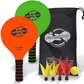 Skørter | Jazzminton Paddle Ball Game with Carrying Case - Indoor Outdoor Toy - Play on the Beach, Lawn or Backyard - 2 Wooden Rackets - 4 Shuttlecocks - 1 Ball