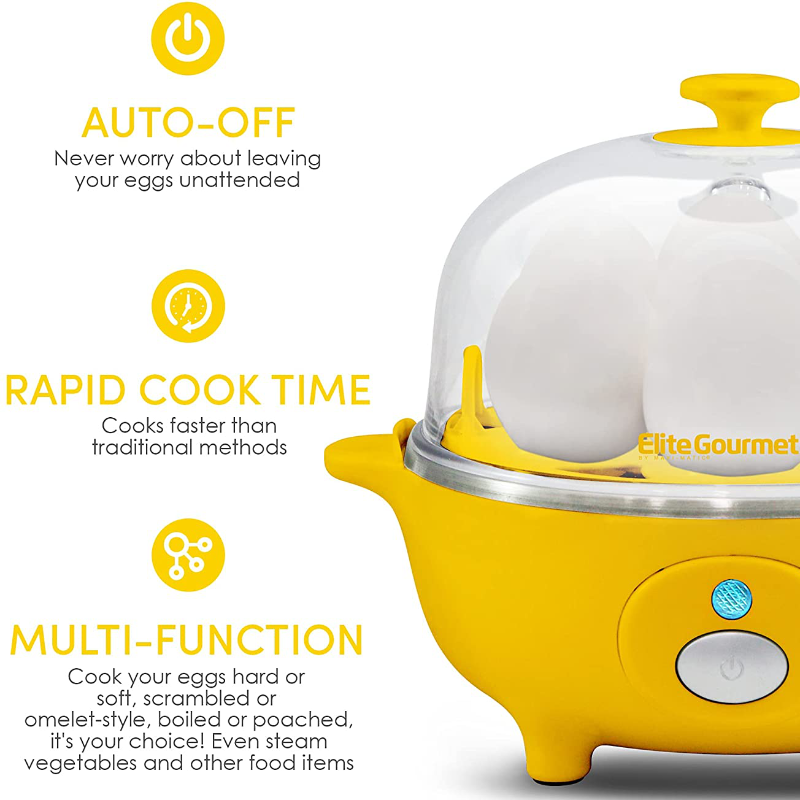 Skorter | Elite Gourmet Simple Electric 7 Egg Capacity Cooker Poacher, Scrambled Egg, Omelette Maker with Automatic Shut-off