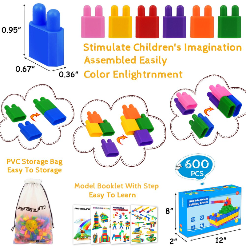 Skørter | 600 Pieces Set - Building Blocks Construction STEM Toy