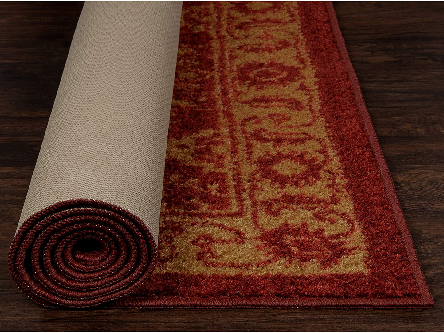 Skørter | Maples Rugs Georgina Traditional Area Rugs for Living Room & Bedroom [Made in USA], 3'4 x 5, Red/Gold