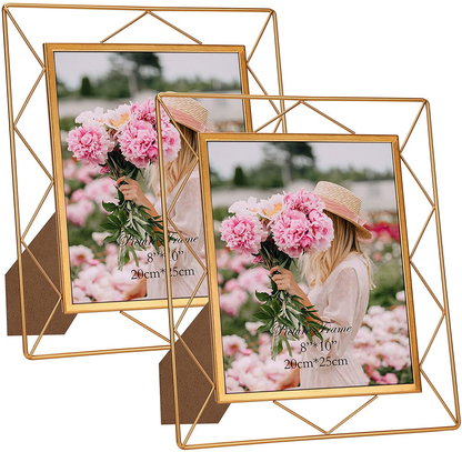 Skorter | 8x10 Picture Frame Set of 2, Metal Frames Suitable for 8 by 10 Inch Photos Table or Wall Mount Display