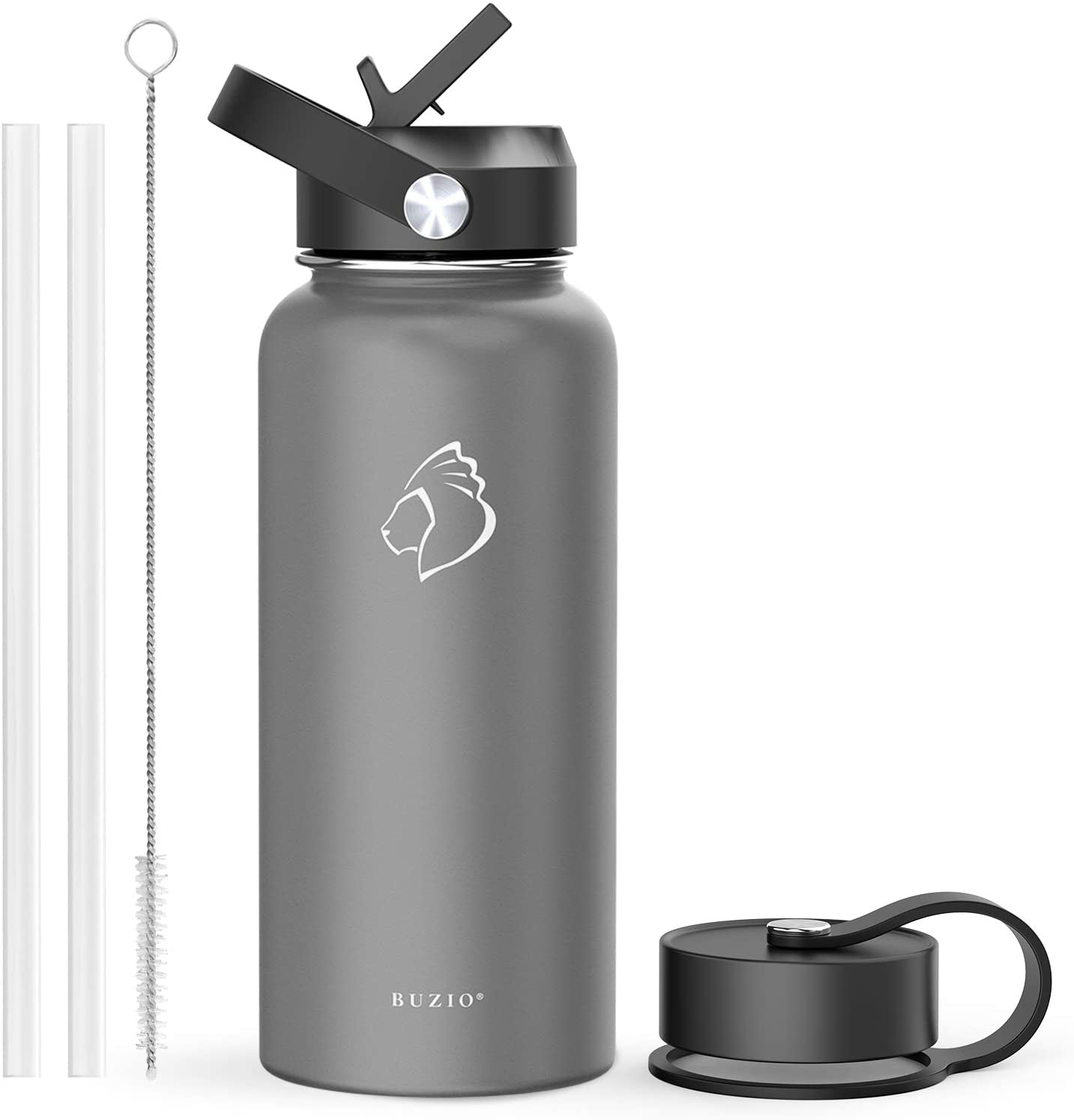 Skorter | BUZIO Insulated Water Bottle with Straw Lid and Flex Cap, 32oz, 40oz, 64oz, 87oz Modern Double Vacuum Stainless Steel Water Bottle, Cold for 48 Hours Hot for 24 Hours Easy Thermos Mug, BPA-Free