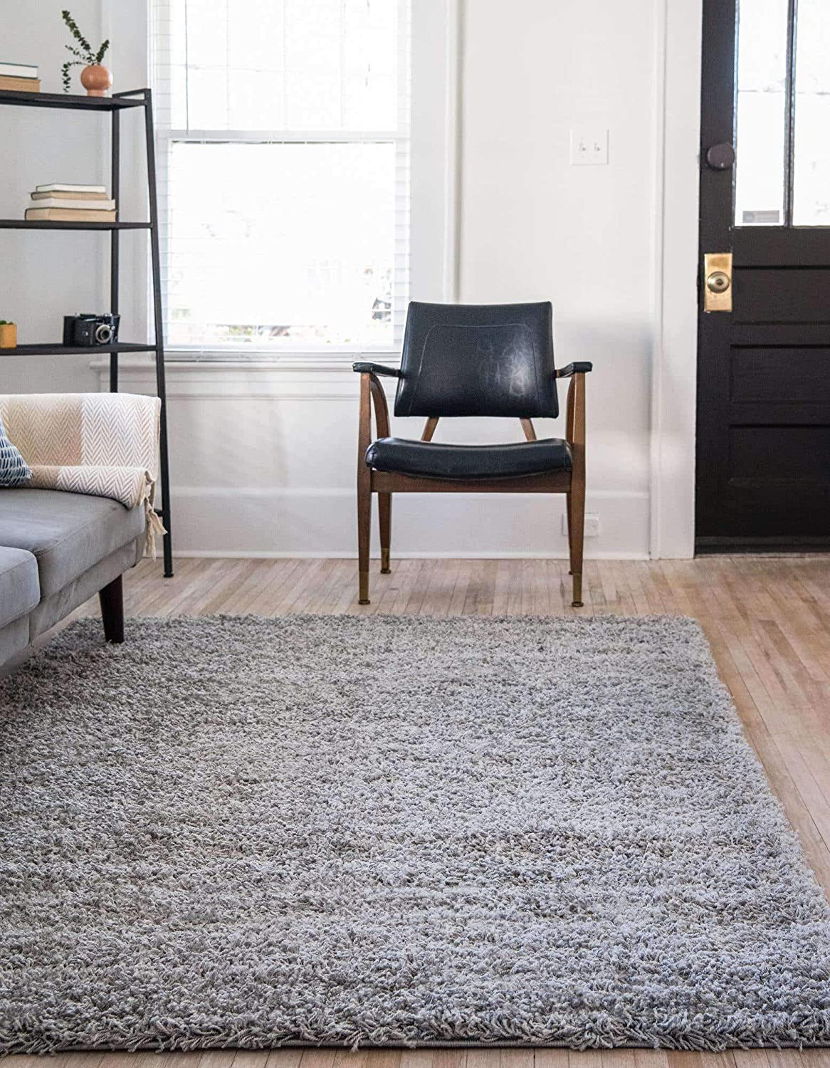 Skørter | Unique Loom Solo Solid Shag Collection Area Modern Plush Rug Lush & Soft, 3' 3" x 5' 3", Jet Black