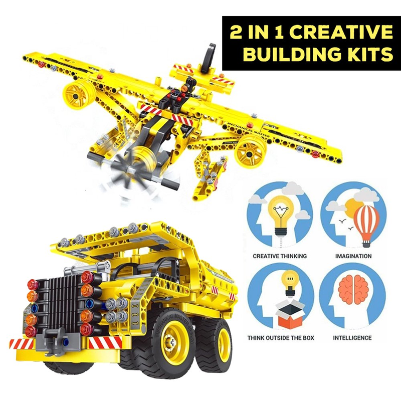 Skørter | 2-in-1 Dumper or Fly - 361 Pieces Creative Block Engineering Building Blocks Set