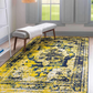 Skørter | Unique Loom Sofia Collection Area Traditional Vintage Rug, French Inspired Perfect for All Home Decor, 5' 0 x 8' 0 Rectangular, Navy/Yellow