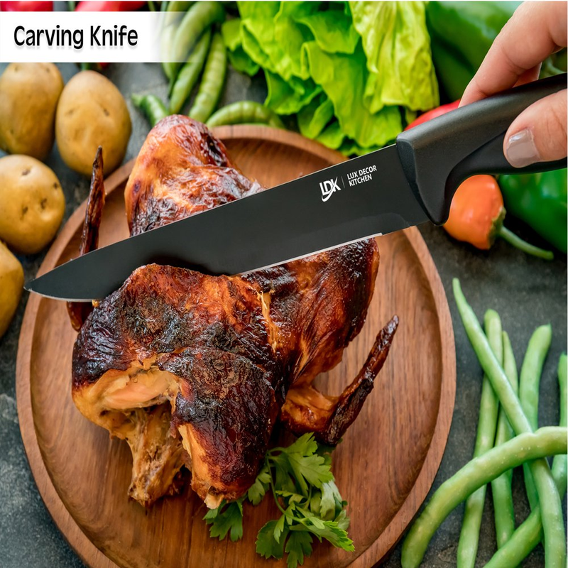 Skorter | 15-piece Kitchen Knife Set - High Carbon Stainless Steel, Non-Stick Coating, Rust Resistant, Ergonomic Handles