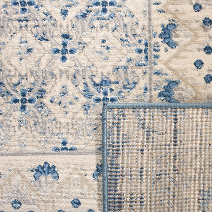 Skørter | Safavieh Brentwood Collection BNT899G Traditional Oriental Distressed Non-Shedding Stain Resistant Living Room Bedroom Area Rug, 3' x 3' Round, Light Gray / Blue