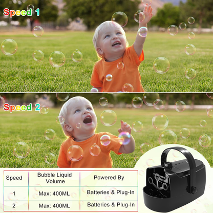 Skorter | Bubble Machine Durable Automatic Bubble Blower, 4800+ Bubbles Per Minute Bubbles for Children Toddlers Bubble Maker Powered by Plug-in or Batteries Bubble Toys for Indoor Outdoor Birthday Party