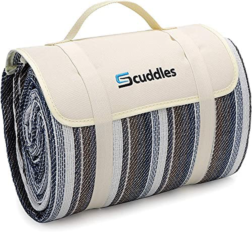 Skørter | Extra Large Picnic Blanket Double Layer for Outdoor Waterproof Practical Food Tote Our Summer Blue and White Striped for the Beach, Camping on Grass