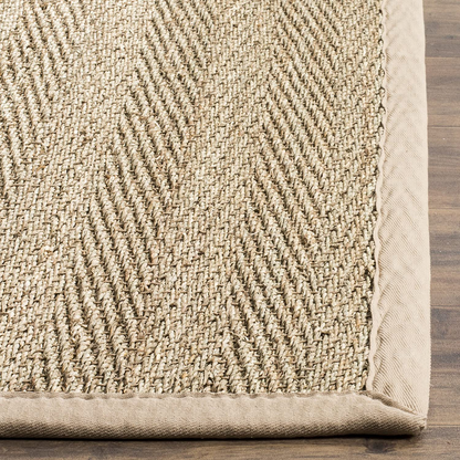 Skørter | Safavieh Natural Fiber Collection NF115J Border Herringbone Seagrass Area Rug, 3' x 5', Ivory