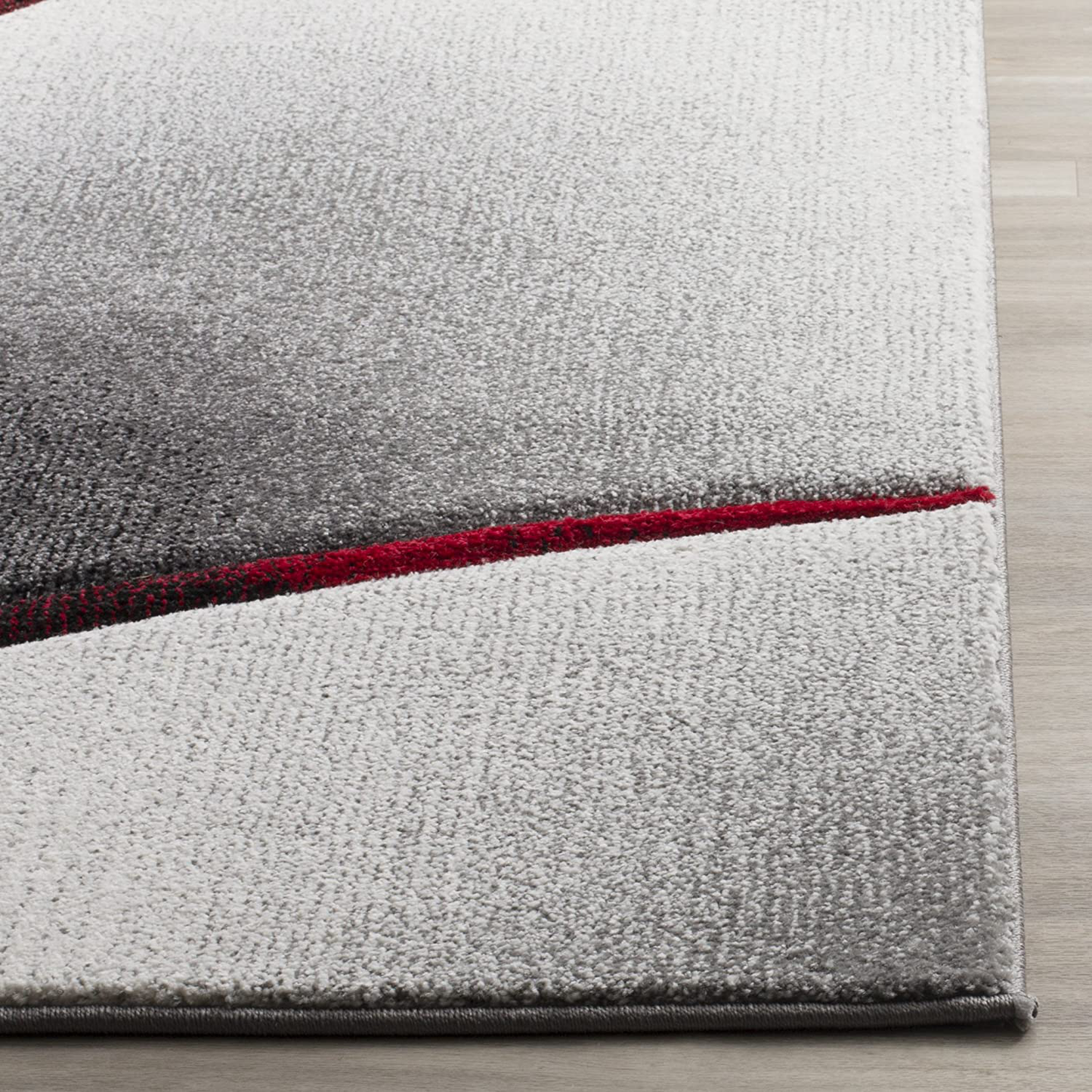 Skørter | Safavieh Hollywood Collection HLW712K Mid-Century Modern Non-Shedding Stain Resistant Living Room Bedroom Area Rug, 4' x 4' Round, Gray / Red