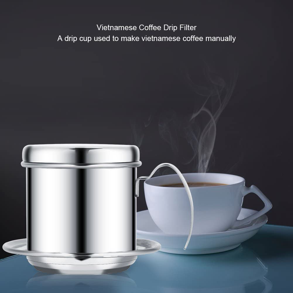 Skørter | Stainless Steel Drip Coffee Filter Holder Vietnamese Style Drip Coffee Pot Infuser Ideal for On the Go/Home (Gold)
