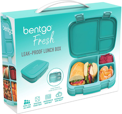 Skorter | Bentgo Fresh – Leak-proof, Versatile 4-compartment Bento-inspired Lunch Box With Removable Divider, Portion-Controlled Meals For Teens And Adults On The Go – BPA-free, Food-safe Materials (Aqua)