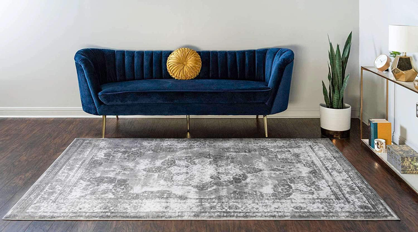 Skørter | Unique Loom Sofia Collection Area Traditional Vintage Rug, French Inspired Perfect for All Home Decor, 2' 0 x 9' 10 Runner, Black/Gray