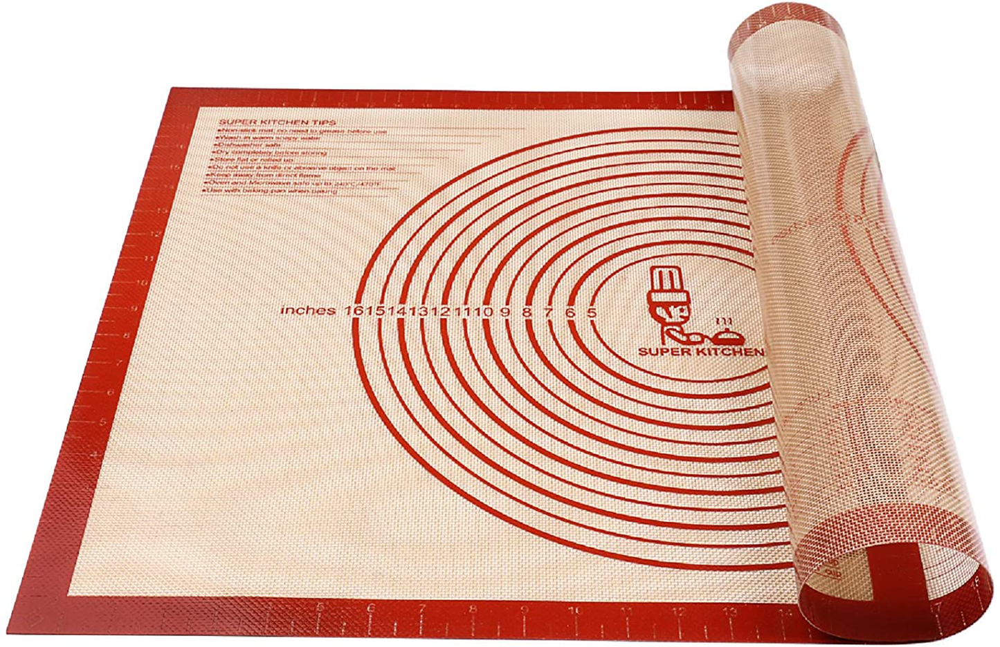 Skørter | Non-slip silicone baking mat extra large with dimensions 36''By 24'' for silicone baking mat, countertop, dough rolling mat, oven lining, fondant/pastry dough mat (Red)