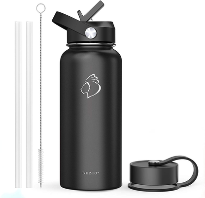 Skorter | BUZIO Insulated Water Bottle with Straw Lid and Flex Cap, 32oz, 40oz, 64oz, 87oz Modern Double Vacuum Stainless Steel Water Bottle, Cold for 48 Hours Hot for 24 Hours Easy Thermos Mug, BPA-Free