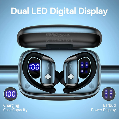 Skorter | LED Screen Over-Ear Wireless Earbuds Bluetooth Headphones 48 Hours Gaming With Built-in Microphone