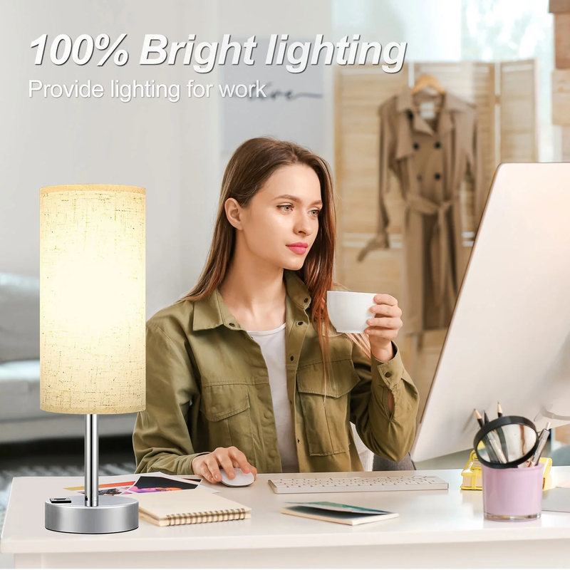 Skørter | 3 Ways Dimmable Touch Lamp, USB C&A Fast Charging Ports