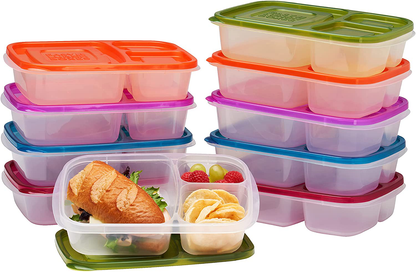 Skorter | Easylunchboxes - Bento Lunch Boxes - Reusable 3-Compartment Food Containers For School, Work, And Travel, Set Of 10, (Jewel Brights)
