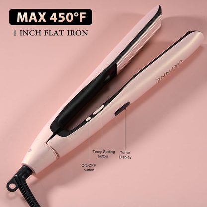 Skorter | 1” Hair Straightener and Curls 2-in-1, Ceramic Flat Iron with 10 Heat Settings