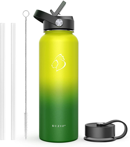Skorter | BUZIO Insulated Water Bottle with Straw Lid and Flex Cap, 32oz, 40oz, 64oz, 87oz Modern Double Vacuum Stainless Steel Water Bottle, Cold for 48 Hours Hot for 24 Hours Easy Thermos Mug, BPA-Free