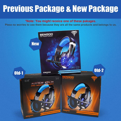 Skorter | Bengoo G9000 Stereo Gaming Headset For Ps4 Pc Xbox One Ps5 Controller, Noise-Canceling Over-Ear Headphones With Microphone, LED Lights, Bass Surround, Soft Memory Ear Cups For Laptop Mac Nintendo Nes Games