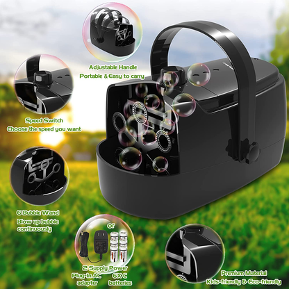 Skorter | Bubble Machine Durable Automatic Bubble Blower, 4800+ Bubbles Per Minute Bubbles for Children Toddlers Bubble Maker Powered by Plug-in or Batteries Bubble Toys for Indoor Outdoor Birthday Party