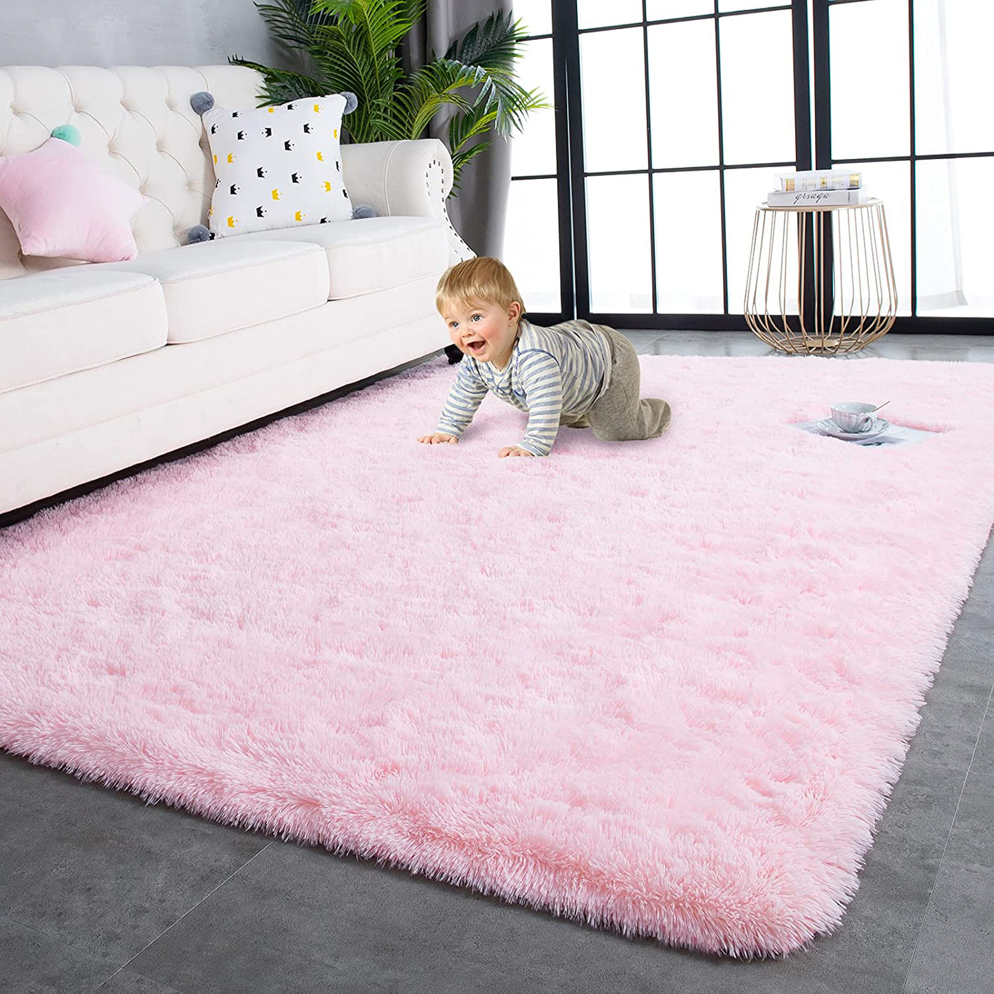 Skørter | TWINNIS Super Soft Shaggy Rugs Fluffy Mat, 5x8 Feet, Indoor Modern Plush Area Rugs for Living Room Bedroom Children's Room Kids Room Home Deco, Upgrade Anti-Slip Durable Rectangular Fuzzy Rug, Pink